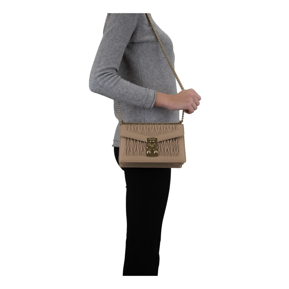Miu Leren Dames Schoudertas met Kliksluiting Beige Dames