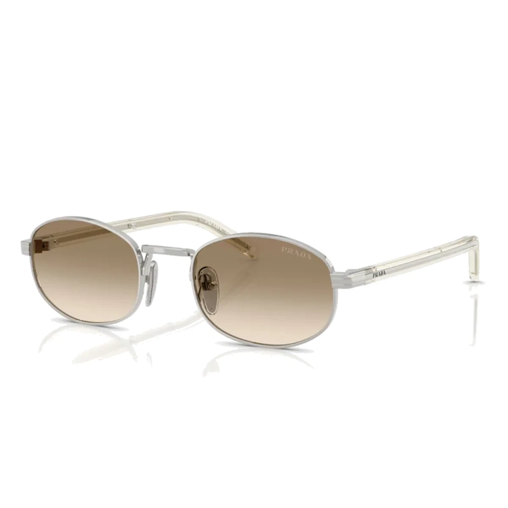 Prada Unisex Gray Sunglasses, 49 Mm, Stylish Oval Sunglasses In Silver