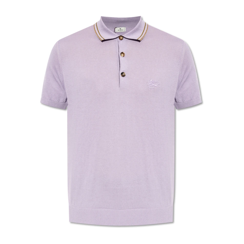ETRO Polo met geborduurd logo Purple Heren