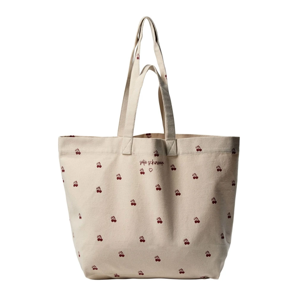 Sofie Schnoor Kersenprint Katoenen Tote Tas Beige Dames