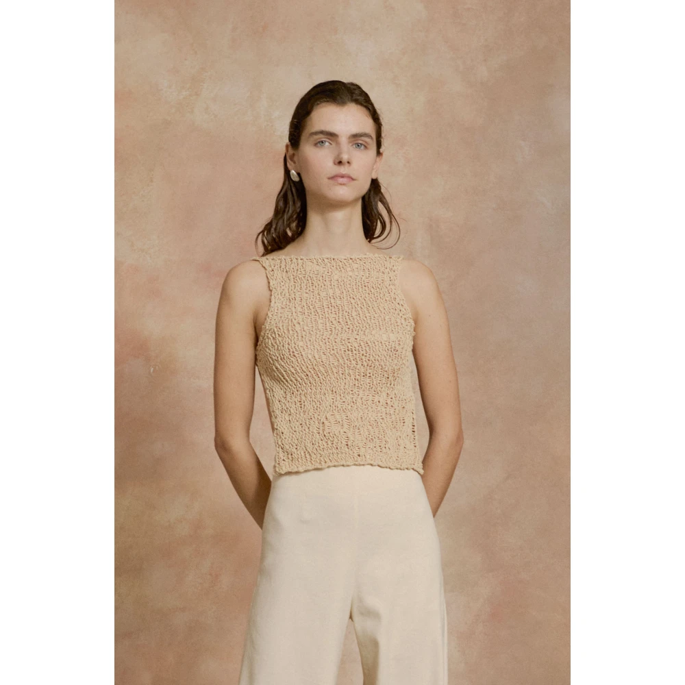 Cortana Hanami beige katoenen gebreide top Beige Dames