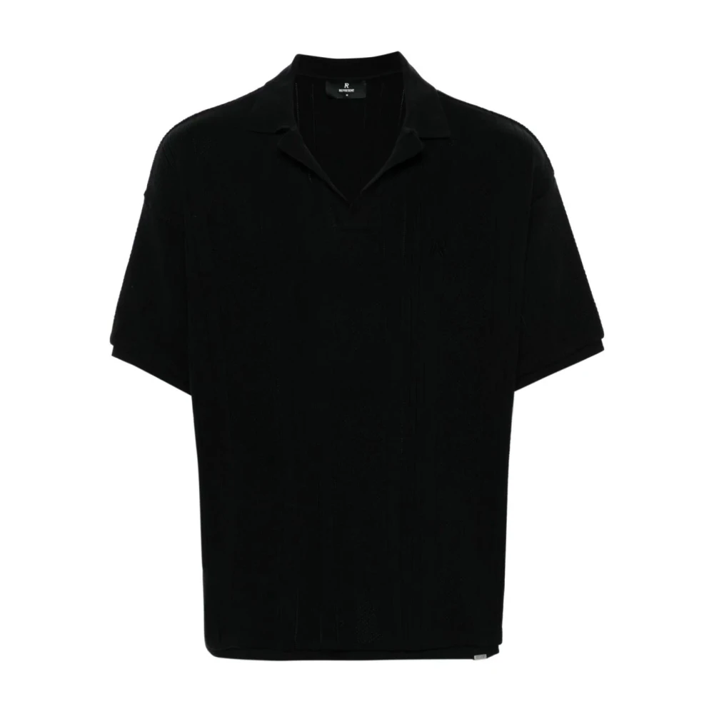 Represent Zwart Open Stitch Polo Shirt Black Heren