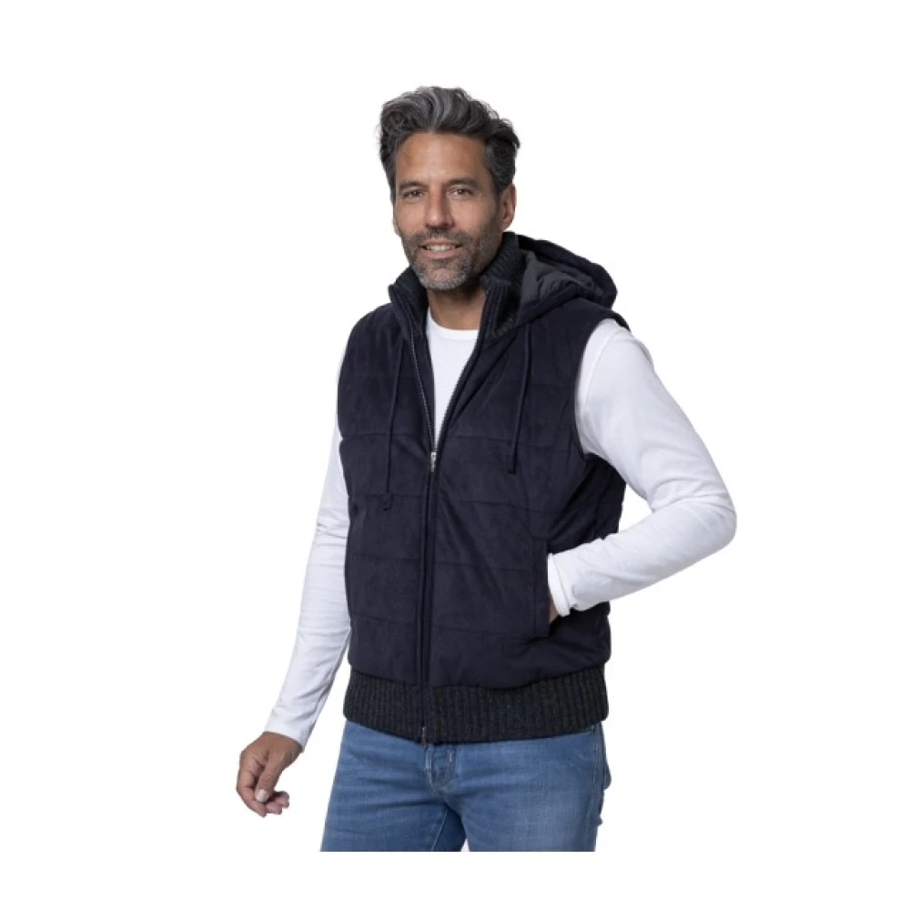 Gran Sasso Navy Blauw Mouwloos Jack Alcantara Blue Heren