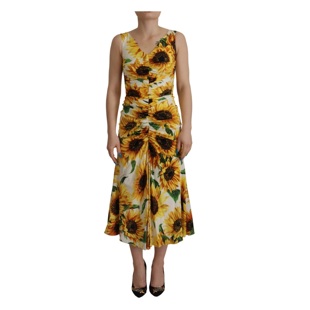 Dolce & Gabbana Women's Multicolor Midi Dresses, 3XS, Floral Print Midi Sheath Dress
