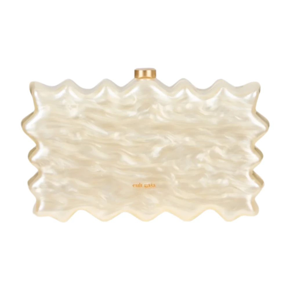 Cult Gaia Beige Clutches, Female, One Size, Ivory Pearl Acrylic Clutch