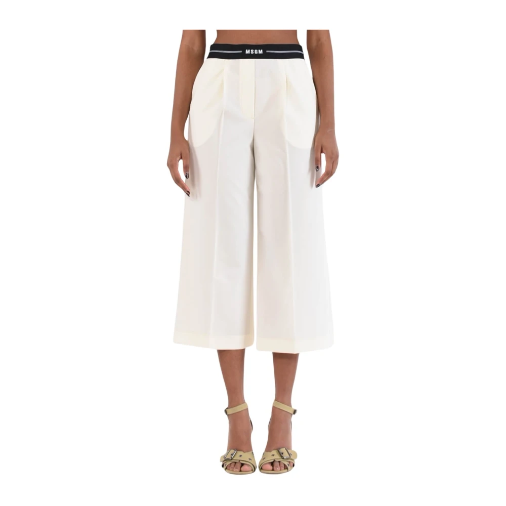 Msgm Cropped Trousers White Dames