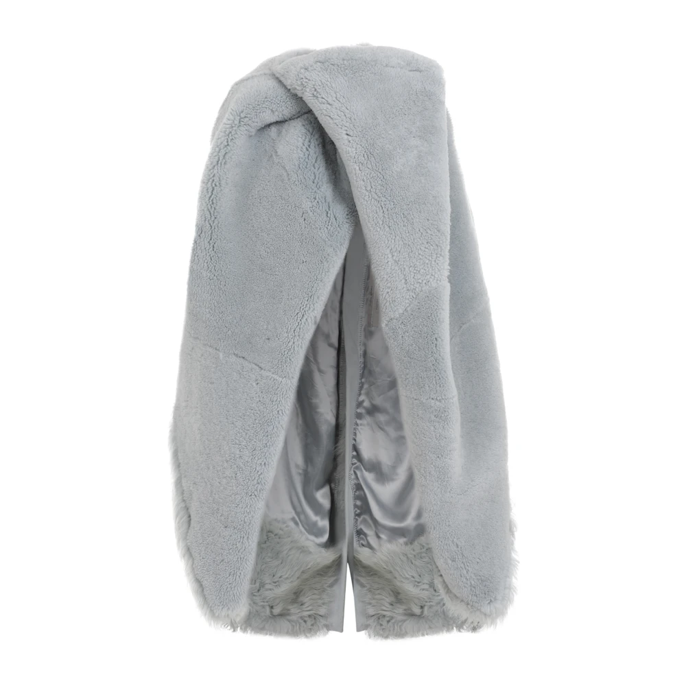 Rick Owens Blauwe Shearling Cape Blue Dames