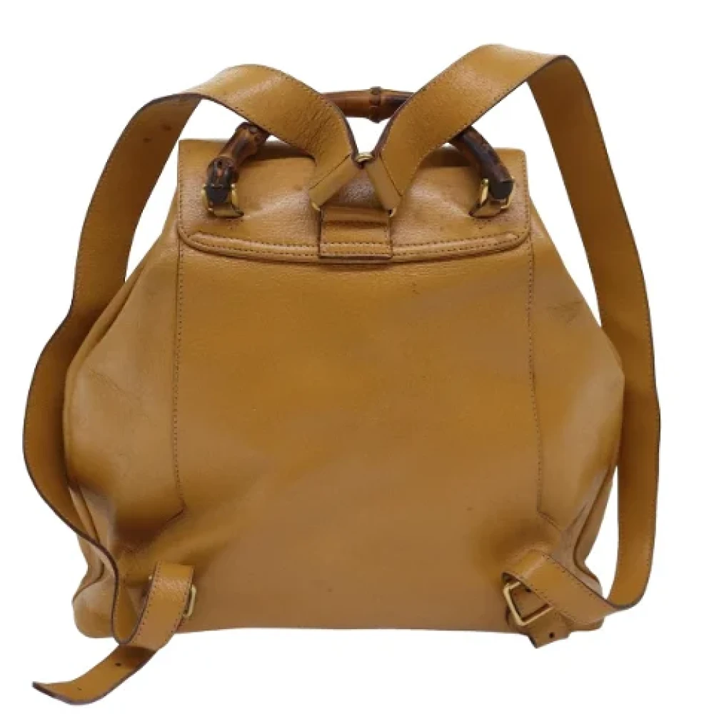 Gucci Vintage Pre-owned Leather backpacks Yellow Dames