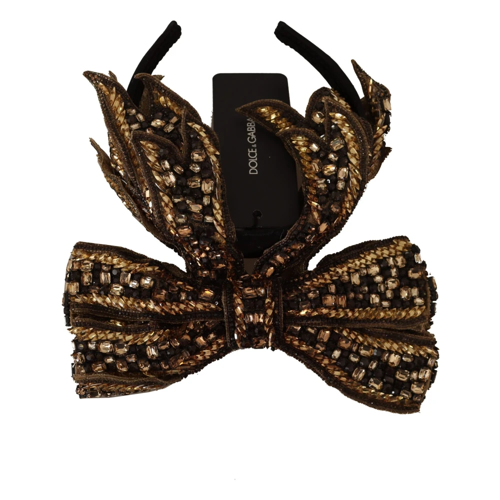 Dolce & Gabbana , Accessories, Female, Yellow, One Size, Elegant Gold Embellished Silk Diadem