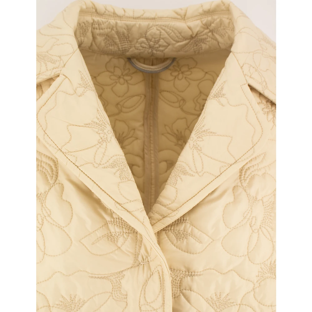 Ermanno Scervino Bloemen Quilted Asymmetrische Jas Beige Dames