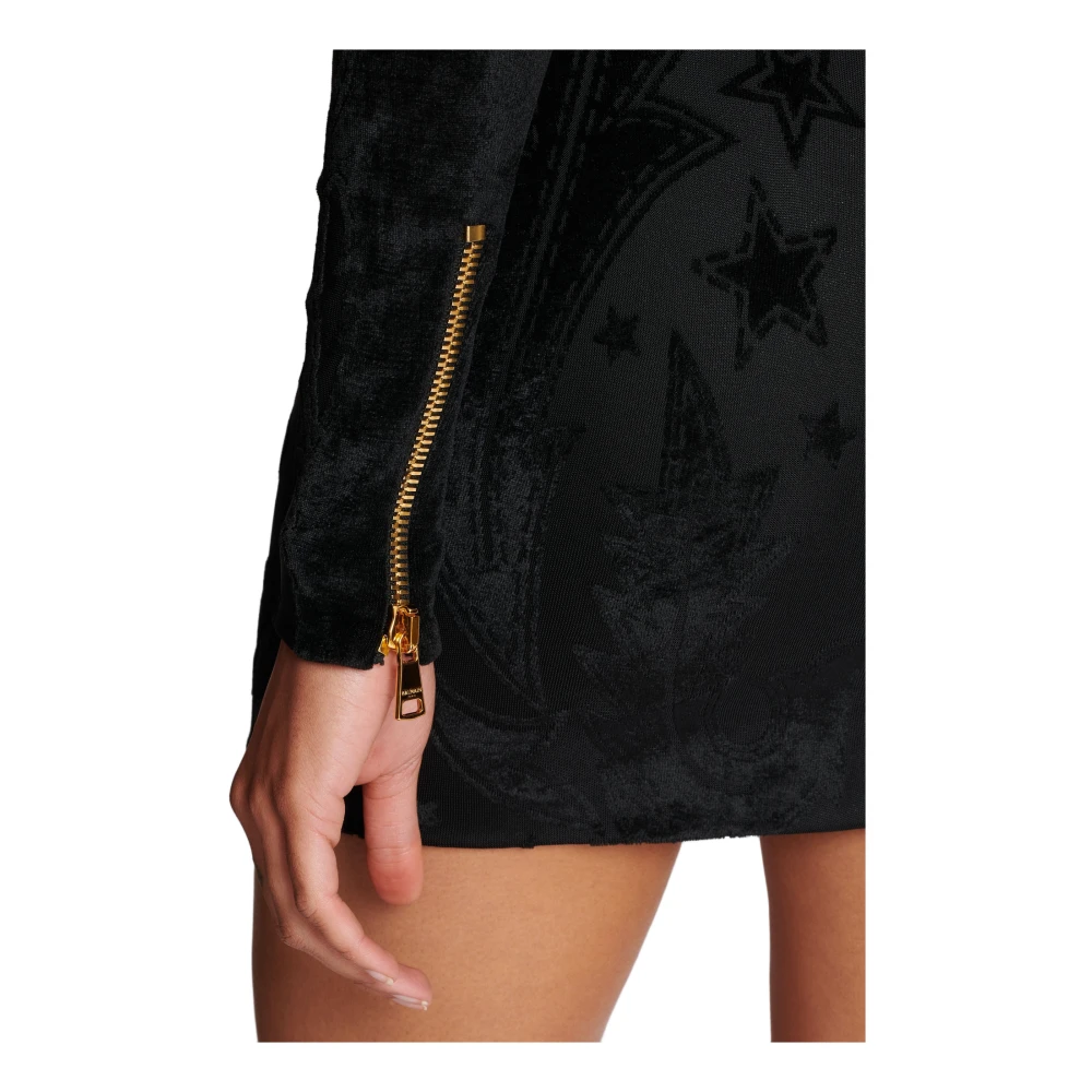 Balmain Jersey Korte Jurk Black Dames