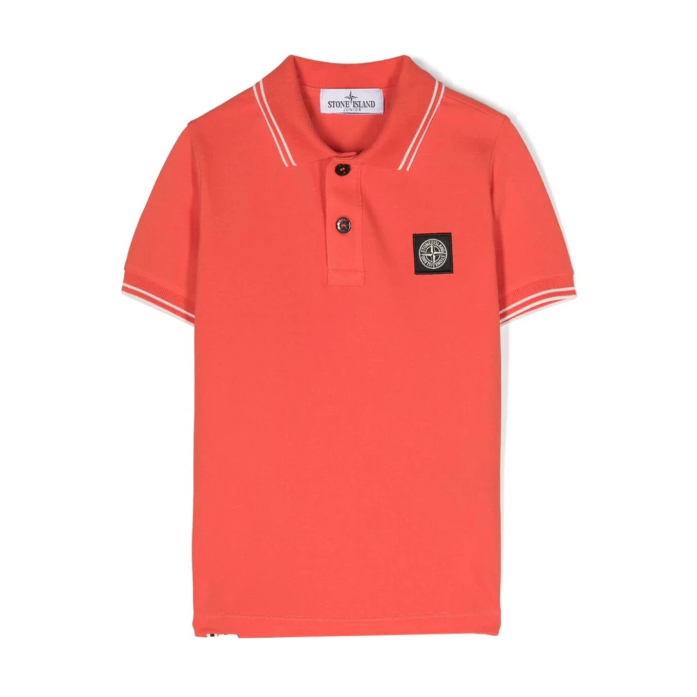 Stone Island Orange Röd Polo Shirt Red, Pojke