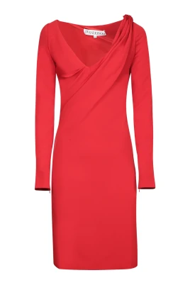Shoulder Drape V-Neck Dress