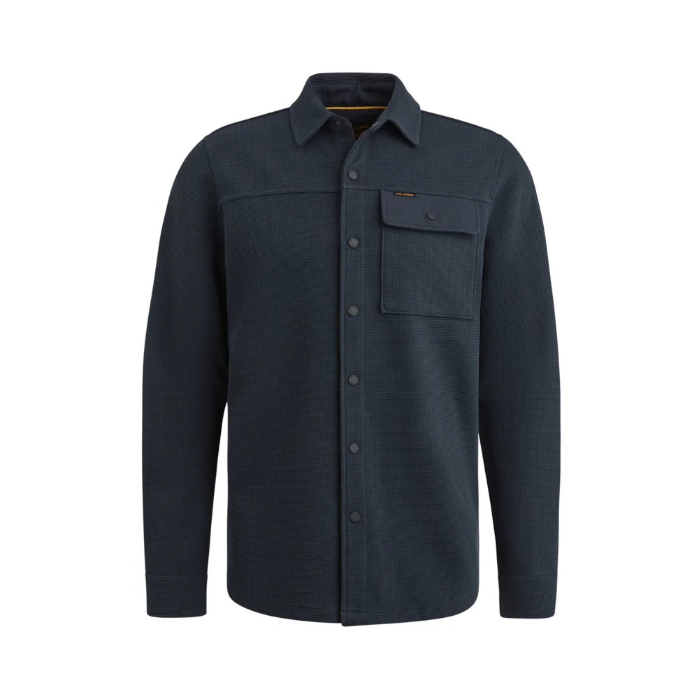 PME Legend Wafel Dubbelzijdig Jersey Overhemd Jas Blue Heren