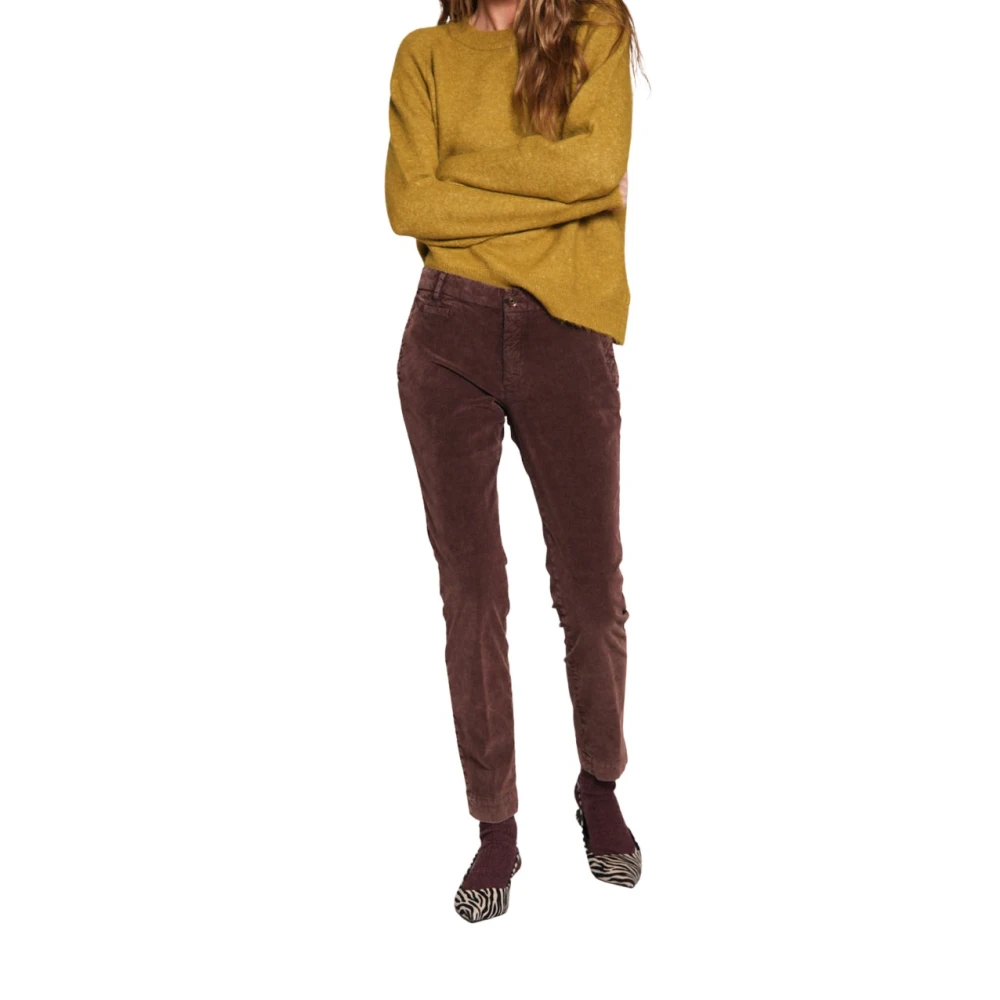 Mason's Women's Brown Chinos, Xs, Slim Fit Corduroy Chino Trousers