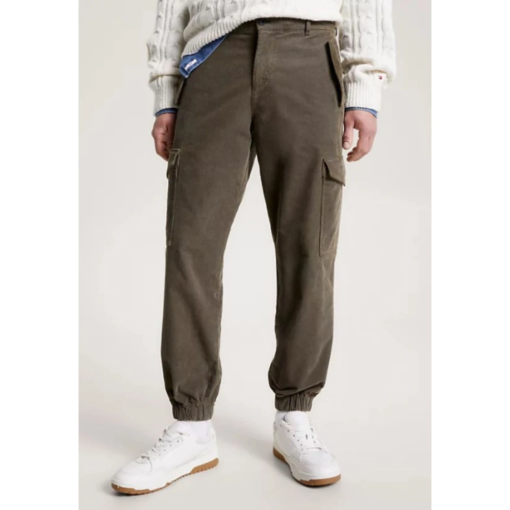 Tommy Hilfiger Cargo Corduroy Herenbroek met Manchetten Green Heren