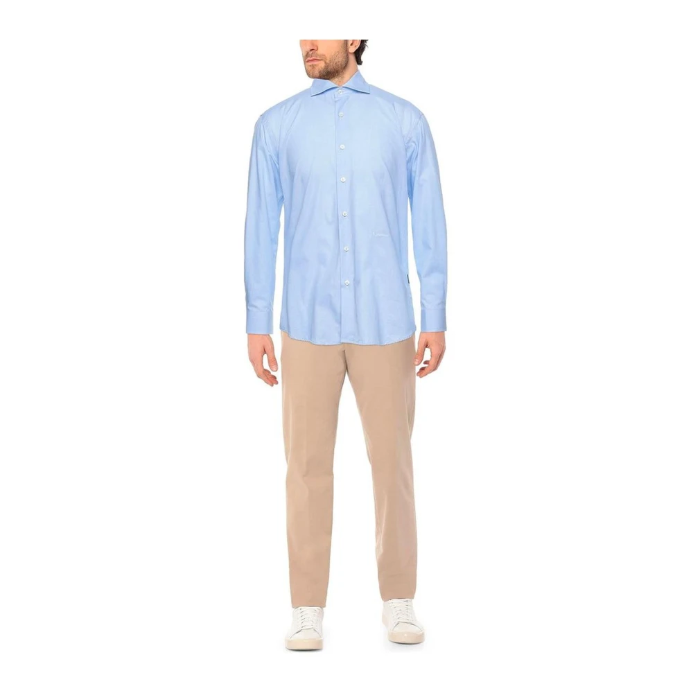 Aquascutum Geborduurd Logo Katoenen Shirt Blue Heren