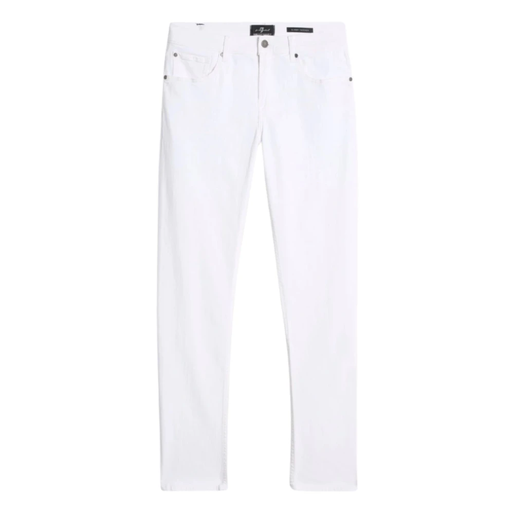 7 For All Mankind Men's White Slim Fit Jeans, W36, Slimmy Tapered Jeans