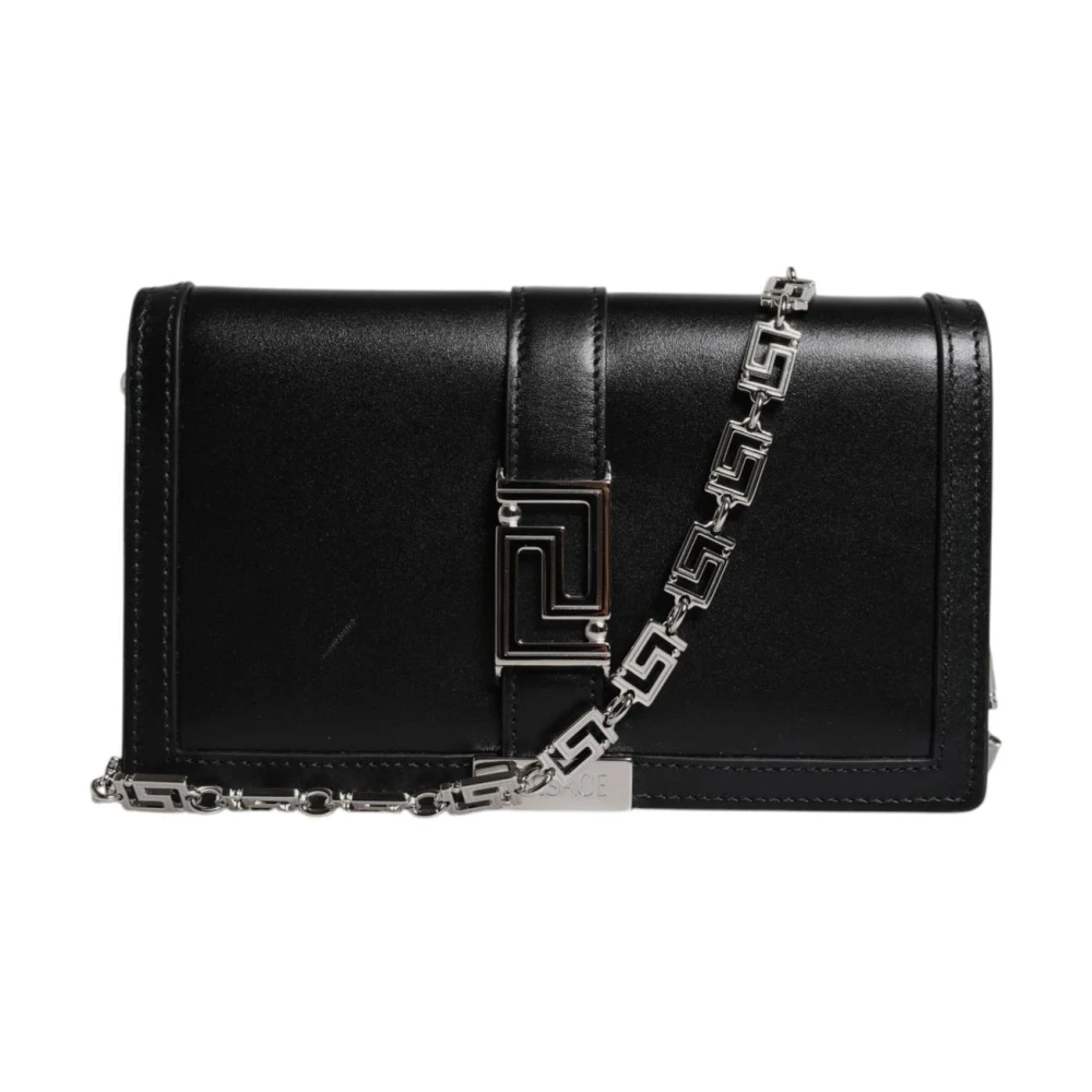 Versace Women's Black Luxury Leather Chain Crossbody Bag - Cross Body Bags - One Size- Bags