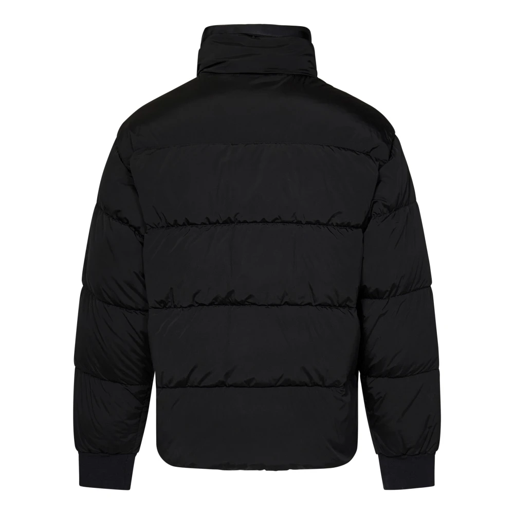 C.P. Company Zwarte Gewatteerde Hoge Kraag Jas Black Heren