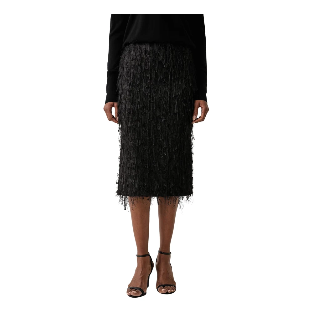 Patrizia Pepe C0252k103 Gonna Midi Frange Nera - Immagine 3