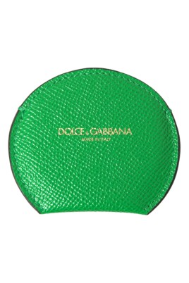 green-leather-round-logo-hand-mirror-holder
