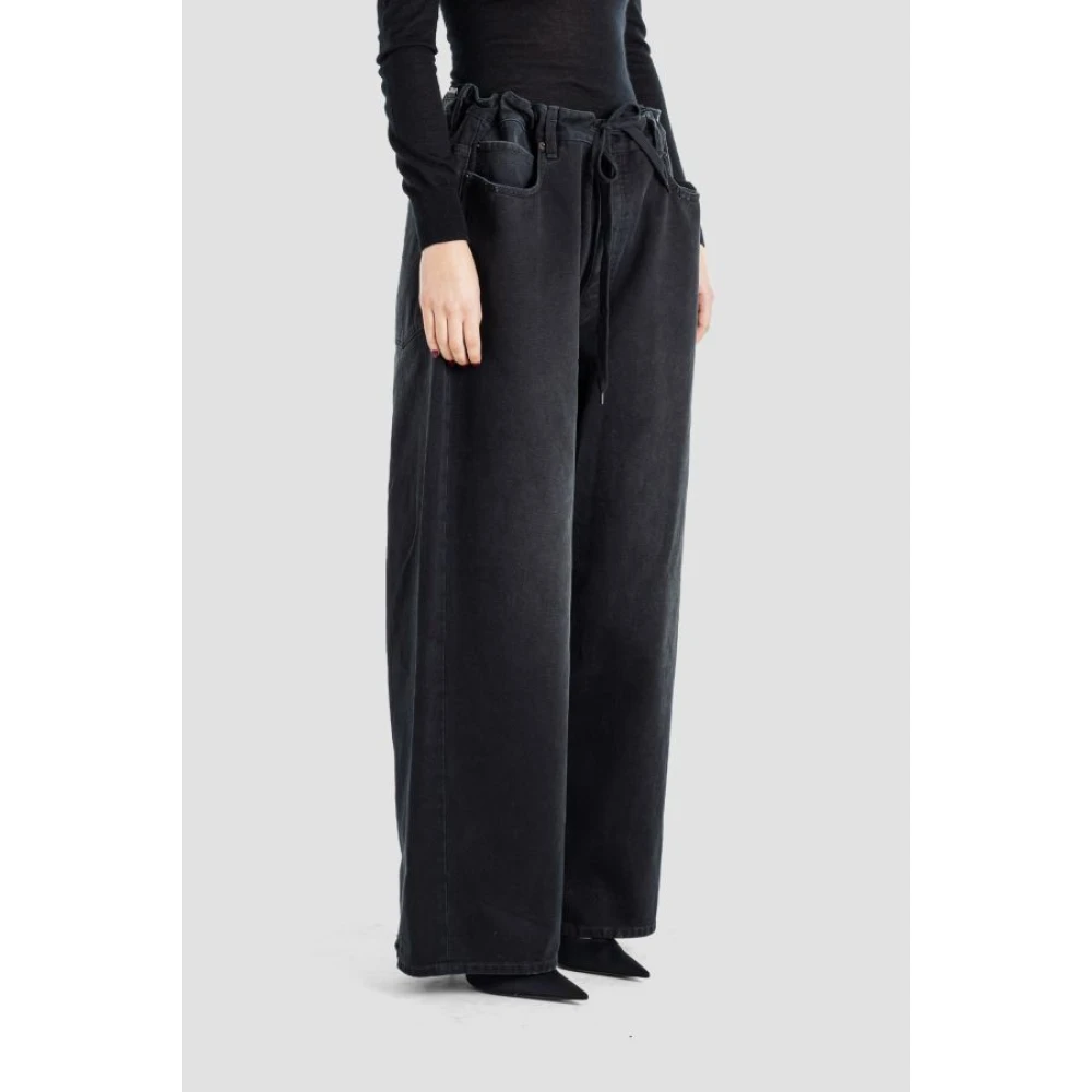 Balenciaga Zwarte Denim Baggy Broek Oversized Snit Black Dames