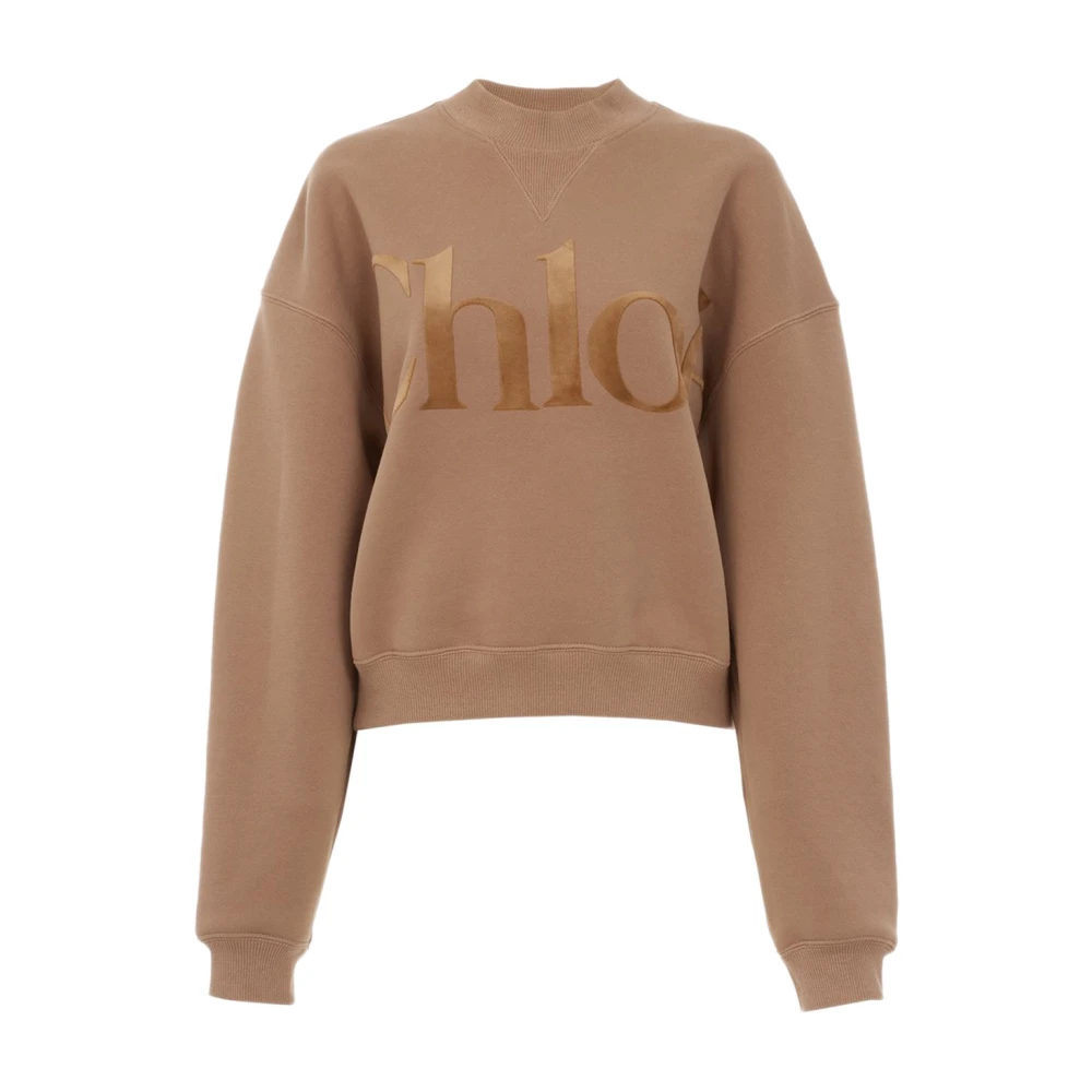 Chloé Bruine Velvet Sweater met Geribbelde Randen Brown Dames