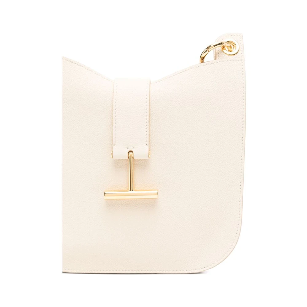 Tom Ford Beige Schoudertas met Magnetische Sluiting Beige Dames