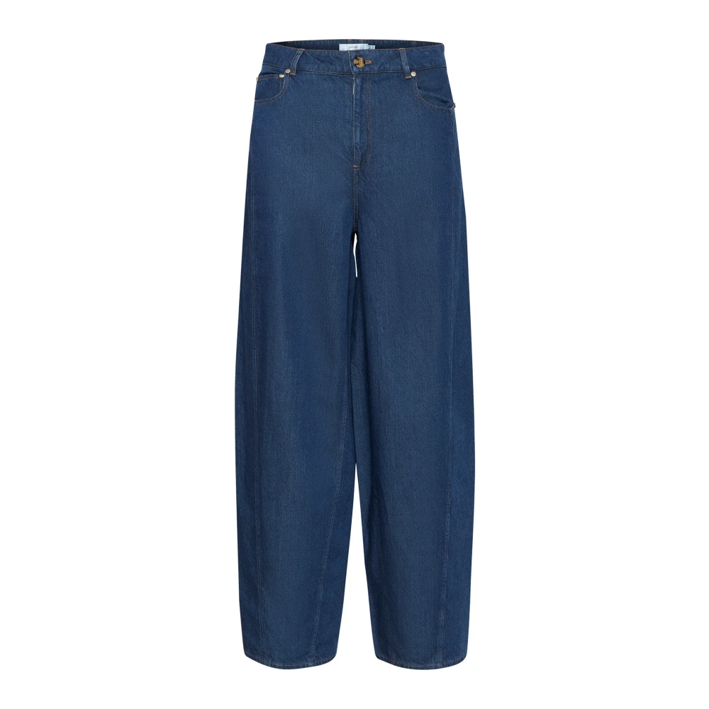 InWear Mörkblå Denim Wide Leg Byxor Blue, Dam