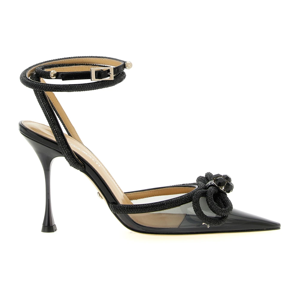 Mach & Mach Women's Black Double Bow Satin Pumps