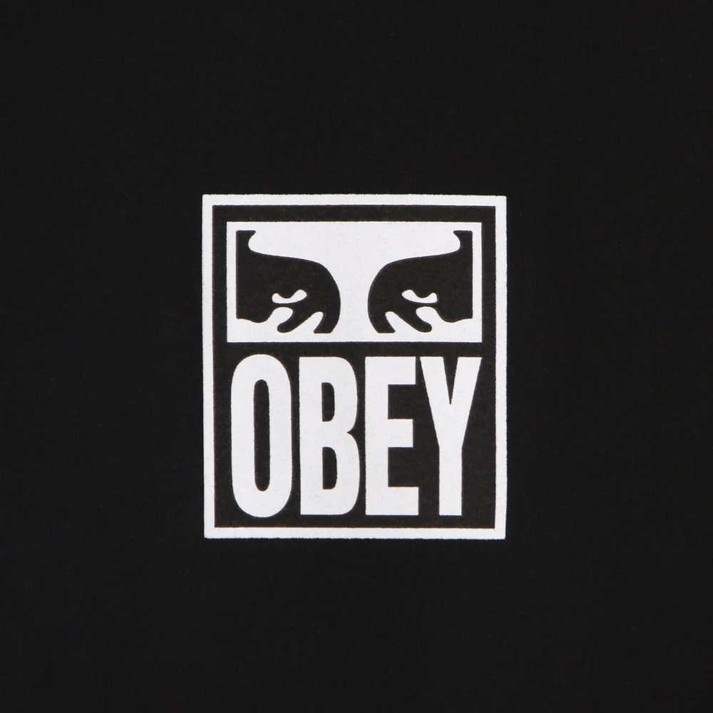 Obey Zwarte Heren Tee met Ogen Icoon Black Heren
