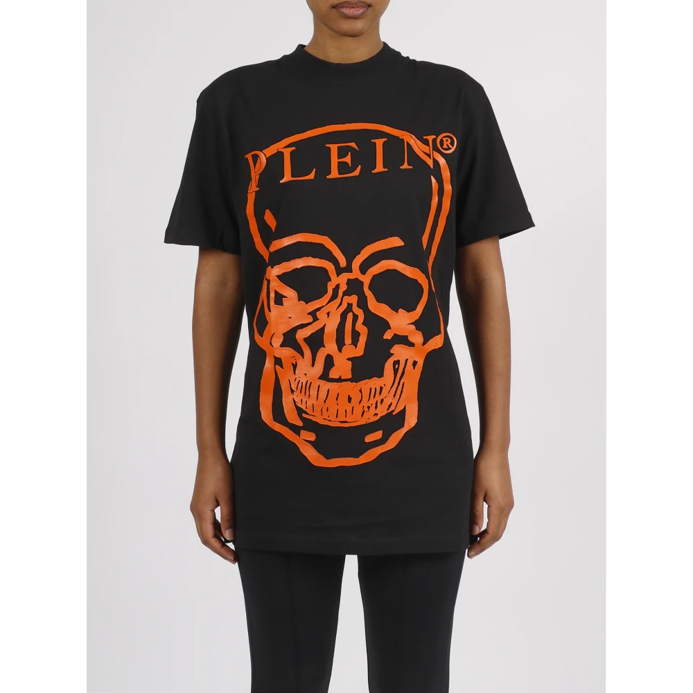 Philipp Plein Jersey t-shirt ronde nek ss schedel en plein Black Dames