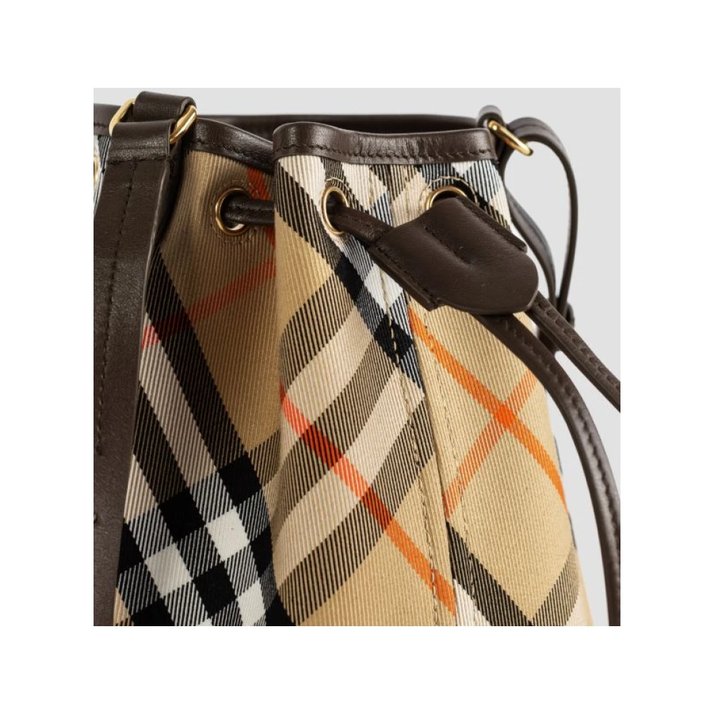 Burberry Mini Check Leren Emmer Tas Multicolor Dames