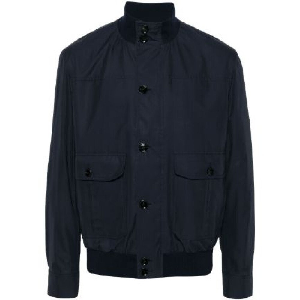 Navy silk bomber on sale jacket