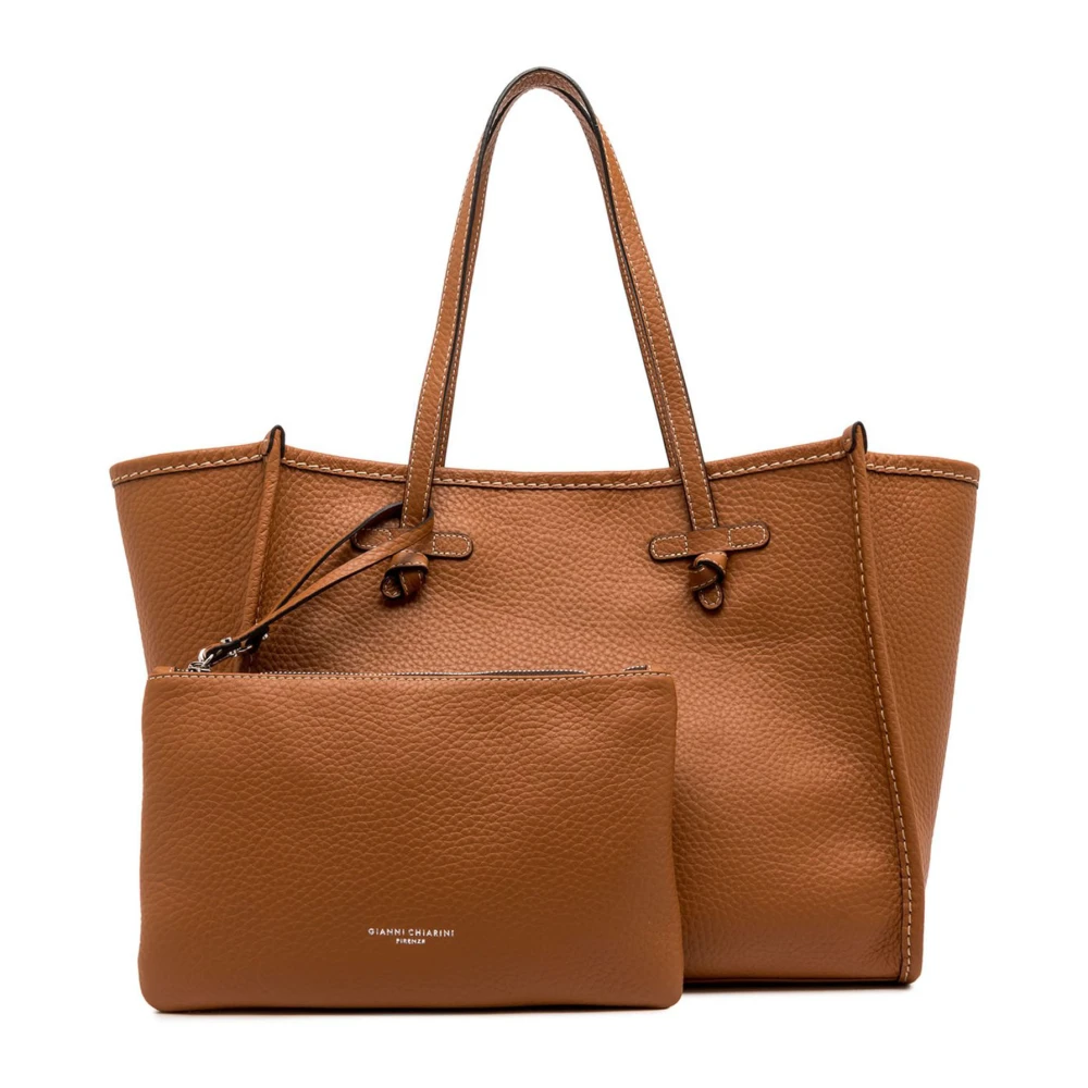 Gianni Chiarini Bruin leren boodschappentas met clutch Brown Dames