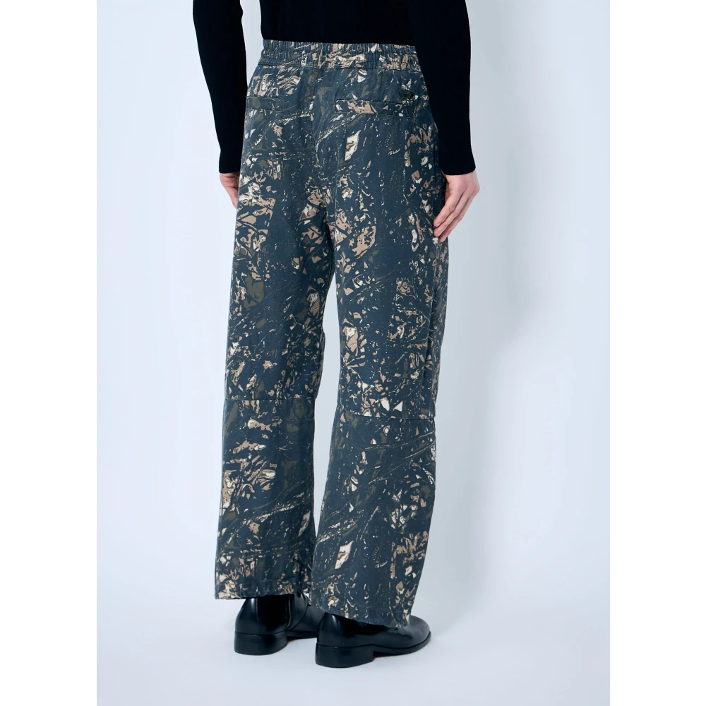 Diesel Camo Print Katoenen Broek met Ritssluiting Multicolor Heren