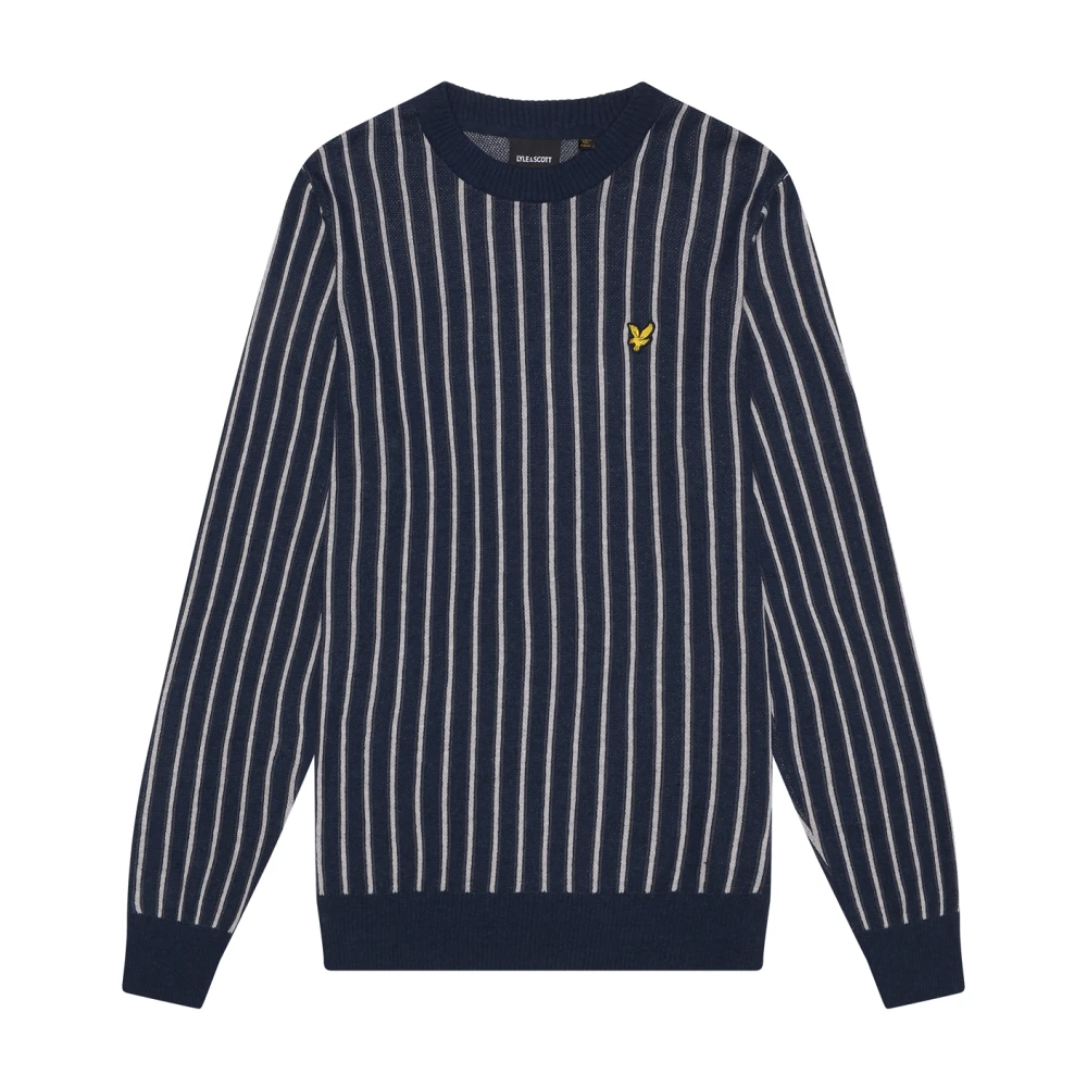 Lyle & Scott Randig Crew Neck Tröja Blue, Herr