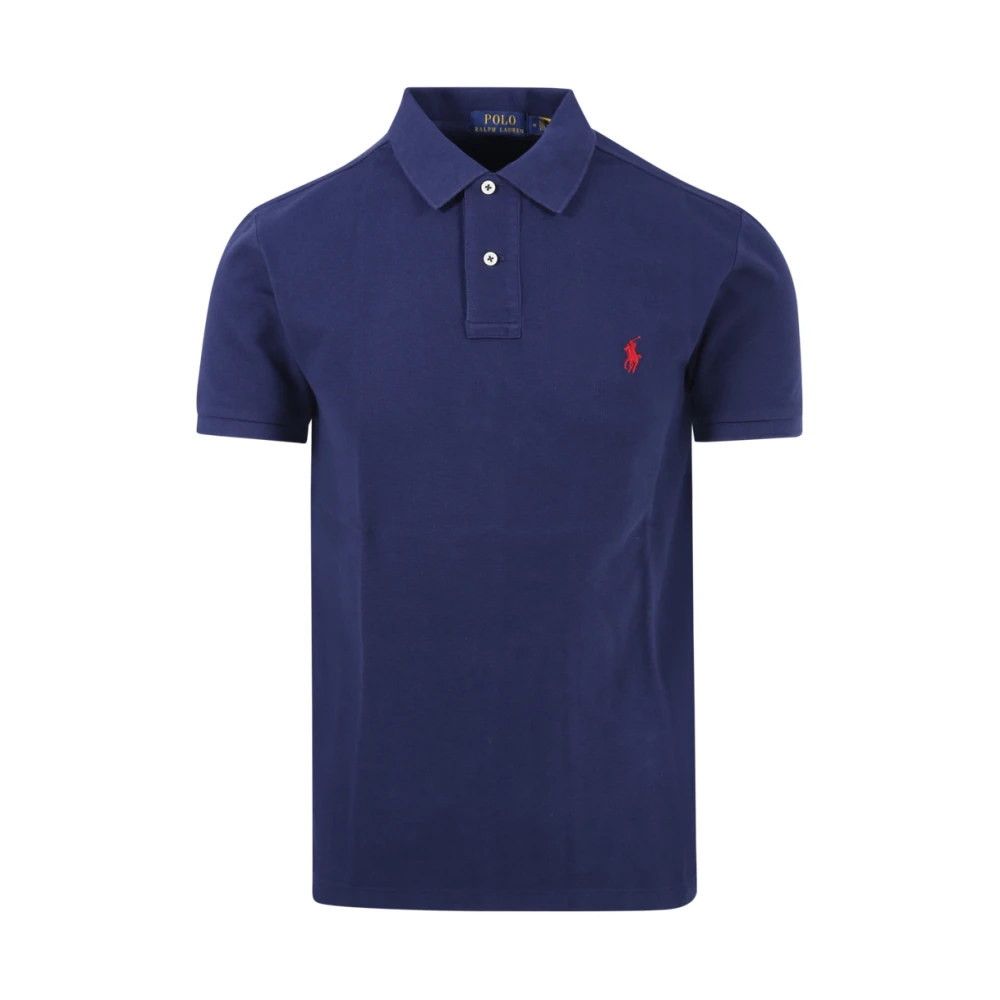 Ralph Lauren Navy Blauw Kort Mouw Gebreid Blue Heren