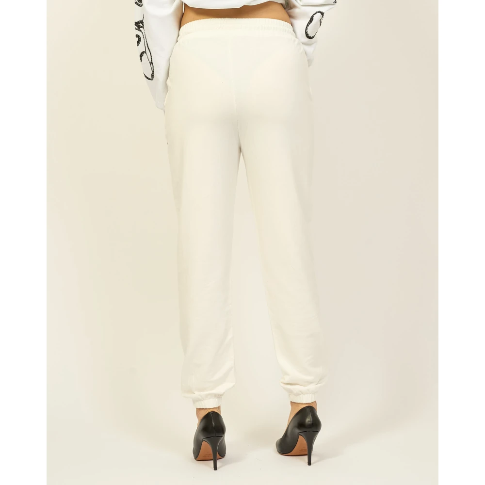 Gaudi Witte katoenen joggingbroek met elastische taille White Dames