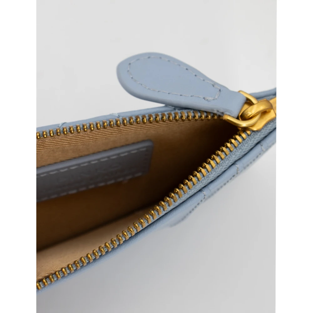 pinko Love Birds Leren Creditcardhouder Blue Dames