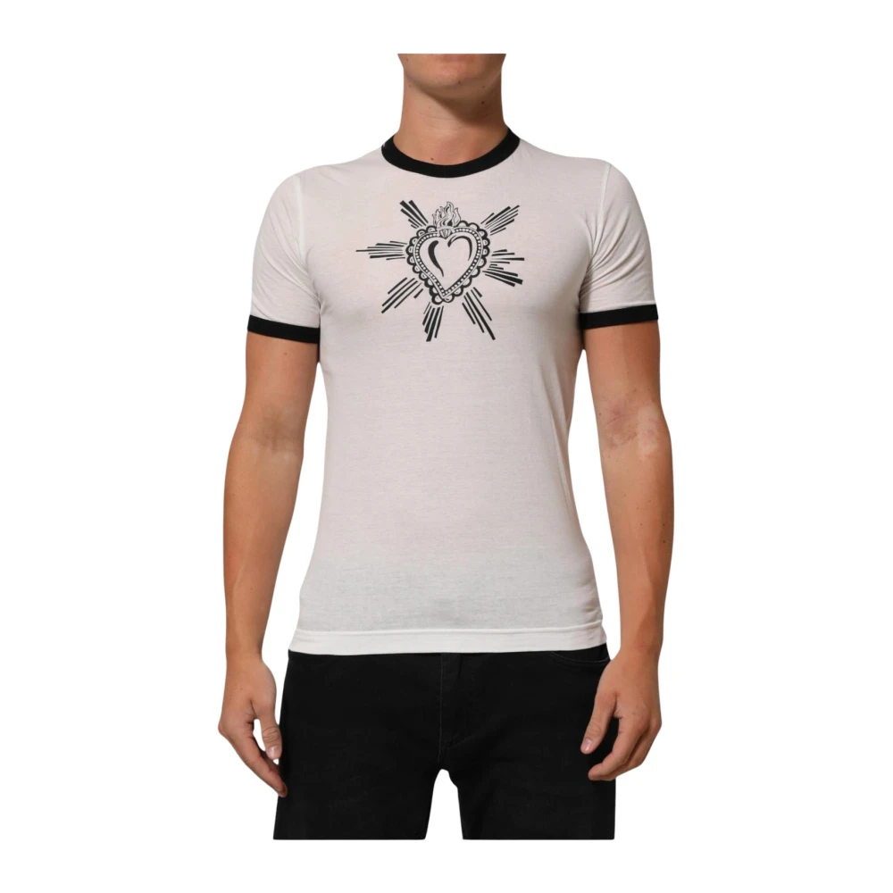 Dolce & Gabbana Men's White Sacred Heart Crew Neck T-Shirt
