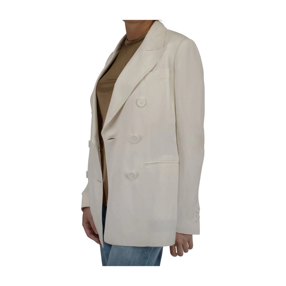Aspesi Crème Katoen Linnen Double-Breasted Jas Beige Dames