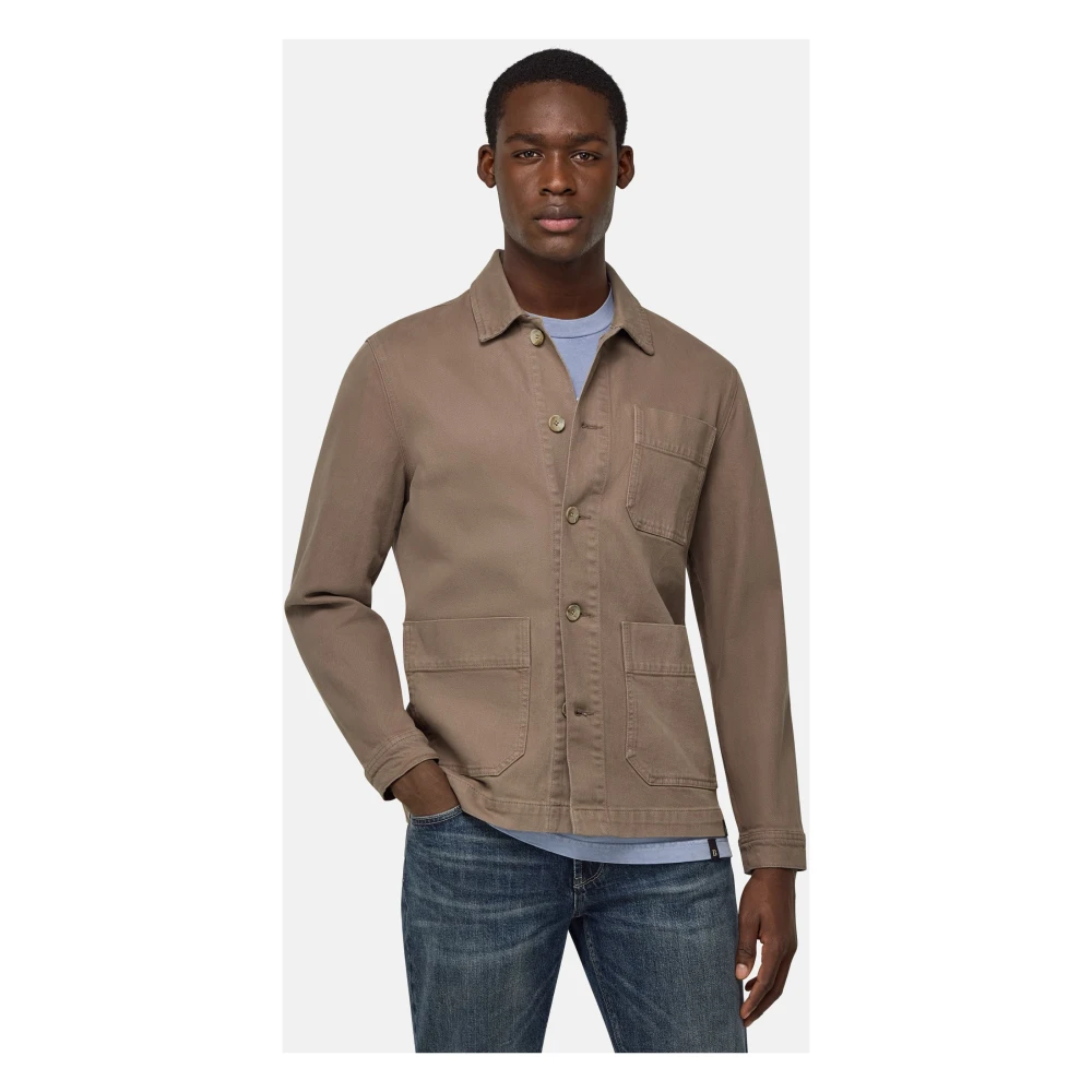 Boggi Milano Work Shirt Jacket Brown Heren