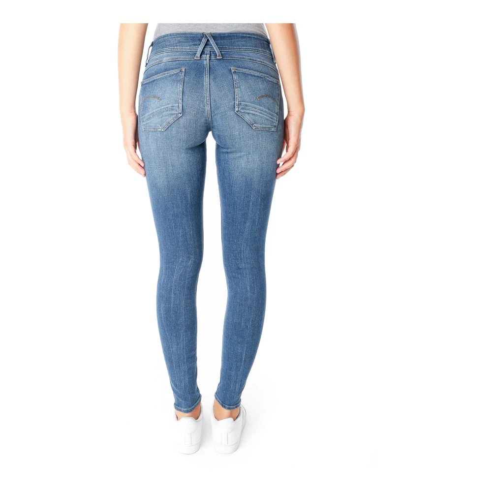 G-Star Mid Super Skinny Jeans Knoopsluiting Blue Dames