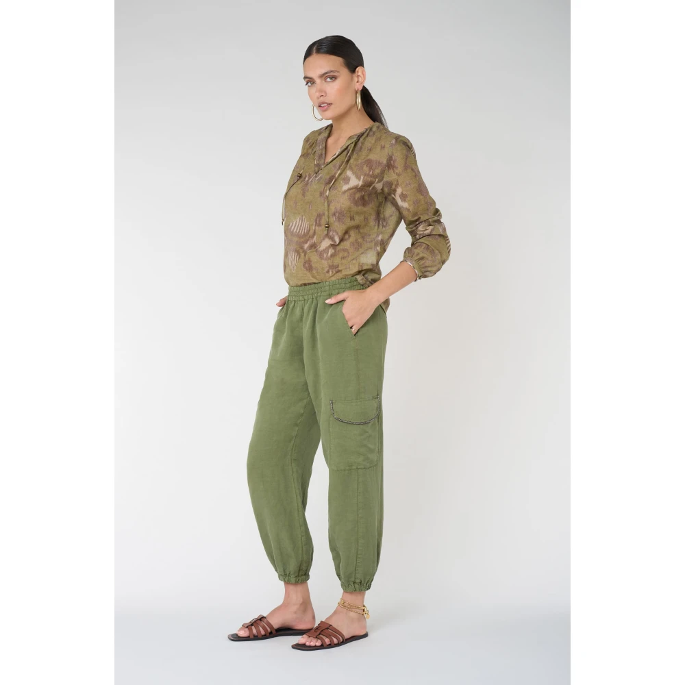 bazar deluxe Groene Katoenen Bedrukte Overhemd Green Dames
