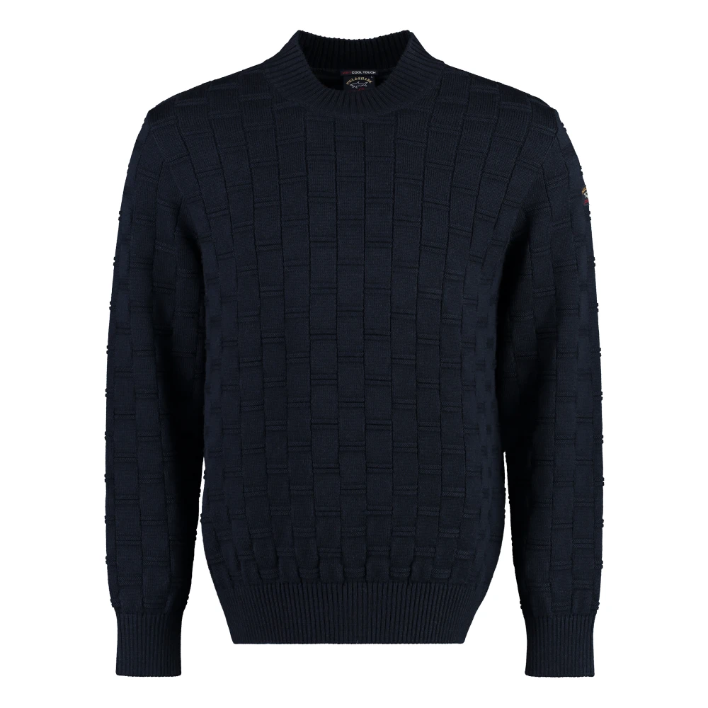 PAUL & SHARK Geribbelde wollen trui Blue Heren
