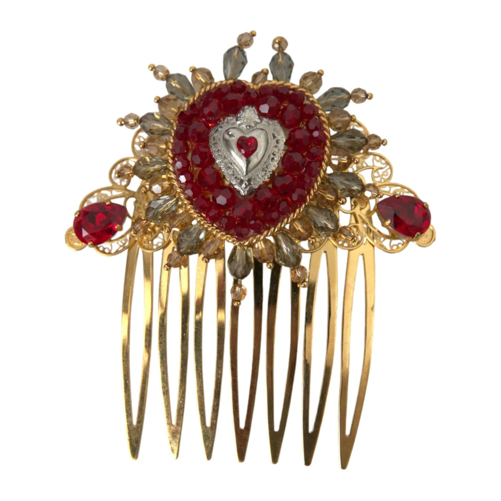 Dolce & Gabbana Kristal Hart Messing Haarkam Multicolor Dames