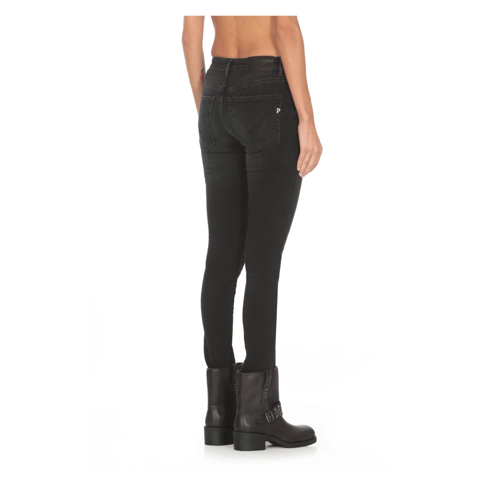 Dondup Zwarte katoenen jeans met zakken Black Dames
