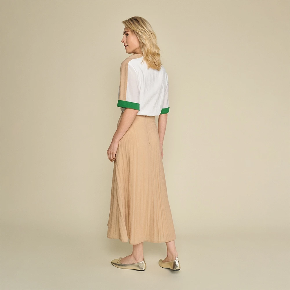 Marie Méro Kameel A-Lijn Viscose Rok Brown Dames
